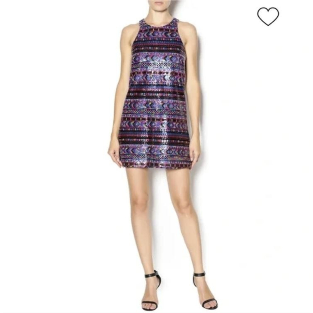 Amanda Uprichard Multicolor Striped Geometric Sequin Sleeveless Dress Size P/XS